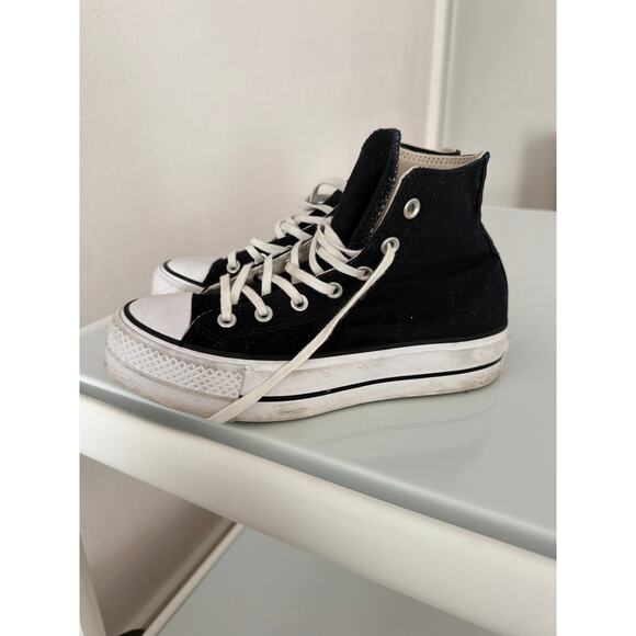 Converse All stars platform black and white sneakers sz7 - Picture 5 of 6